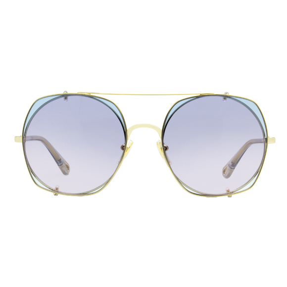 Chloe Clip-on Sunglasses CH0042S 002 Gold/Clear 56mm 42 - Picture 2 of 2